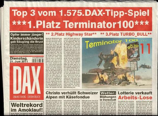 1.576.DAX Tipp-Spiel, Mittwoch, 22.06.2011 414257