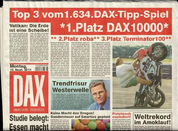 1.635.DAX Tipp-Spiel, Dienstag, 13.09.2011 438637