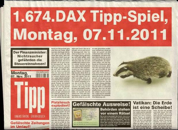 1.674.DAX Tipp-Spiel, Montag, 07.11.2011 452762