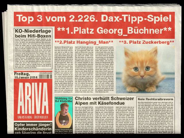 2.227.DAX Tipp-Spiel, Montag, 13.01.2014 681109